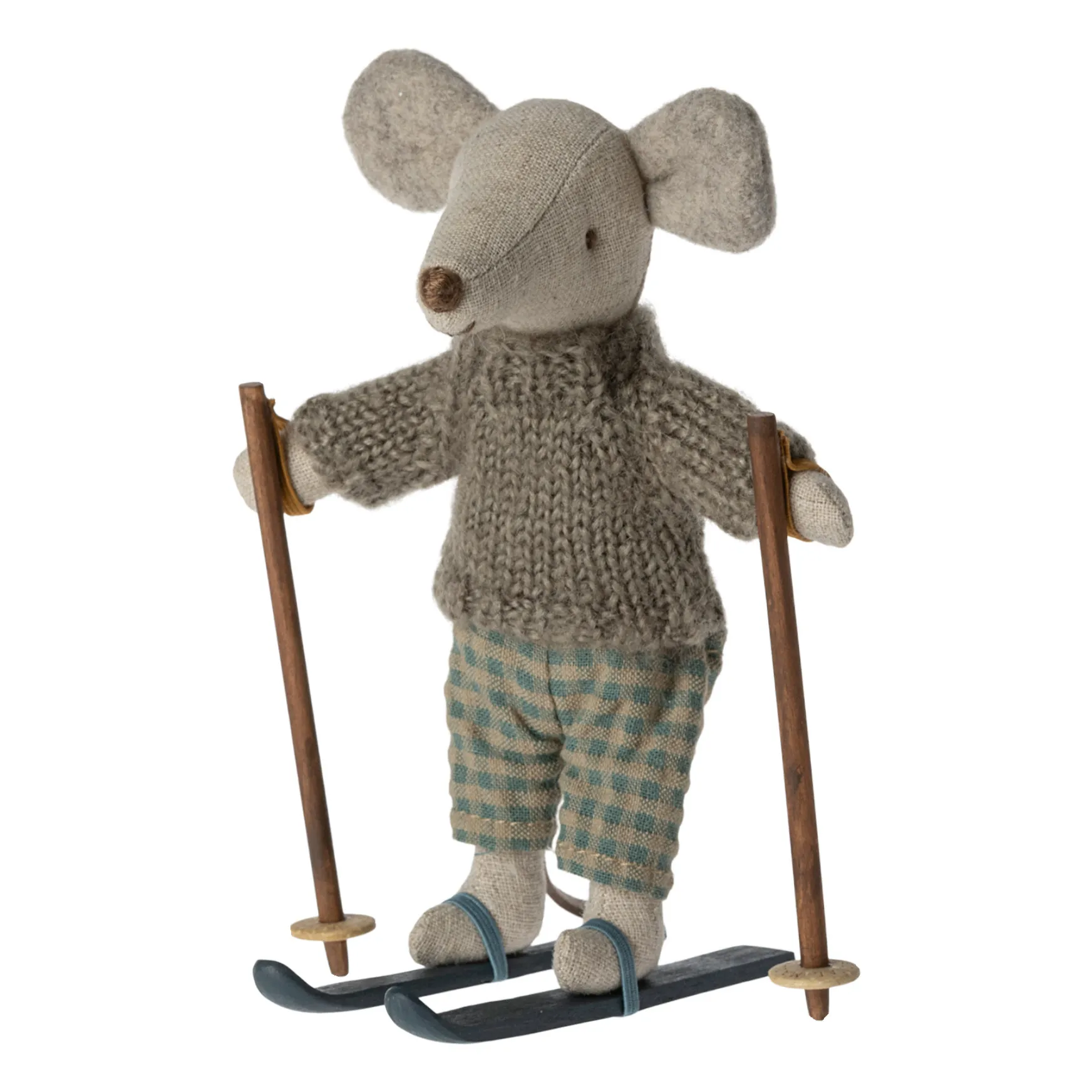 Maileg Multicoloured Big Brother Mouse With His Pair Of Skis