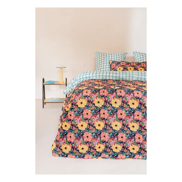 Helen Flower reversible quilted throw | Black- Product image n°1