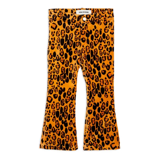 Organic Leopard Velvet Trousers | Orange