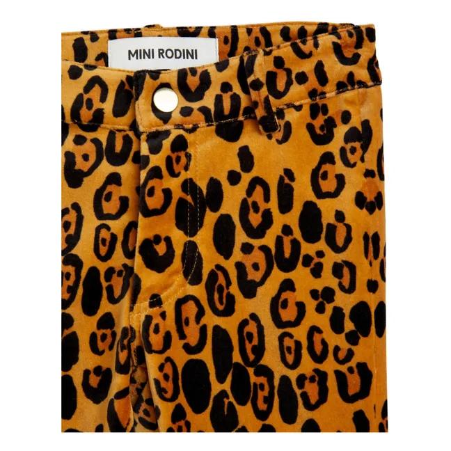 Pantaloni in velluto leopardato organico | Arancione