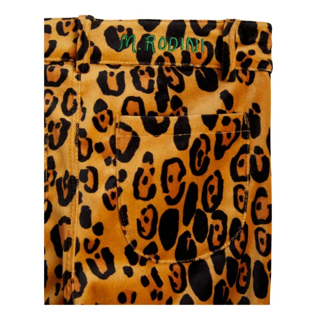 Pantalones orgánicos de terciopelo de leopardo | Naranja