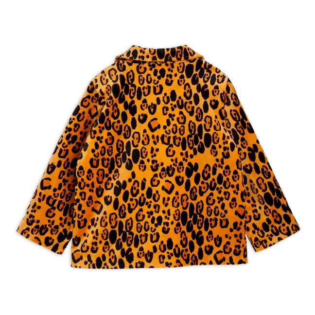 Organic Leopard Velvet Blazer Jacket | Orange