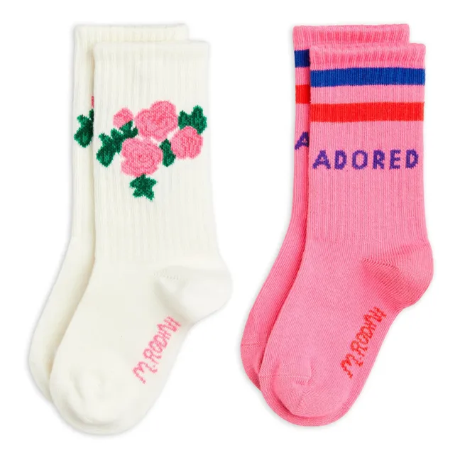 Set di 2 paia di calzini rosa in cotone biologico | Rosa