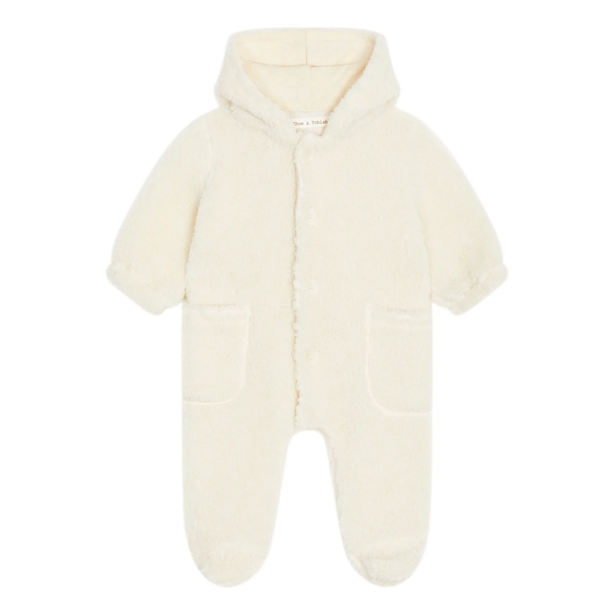 Zhoe & Tobiah Beige Reversible Sherpa Baby Snowsuit
