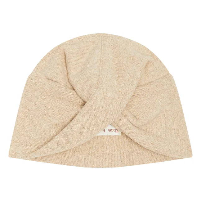 Cappello a turbante con maglia in lurex | Beige