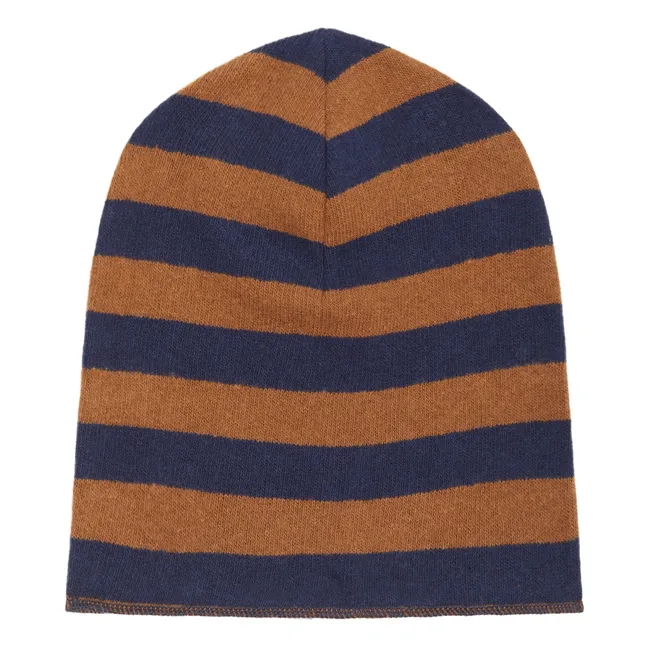 Striped knitted hat | Camel