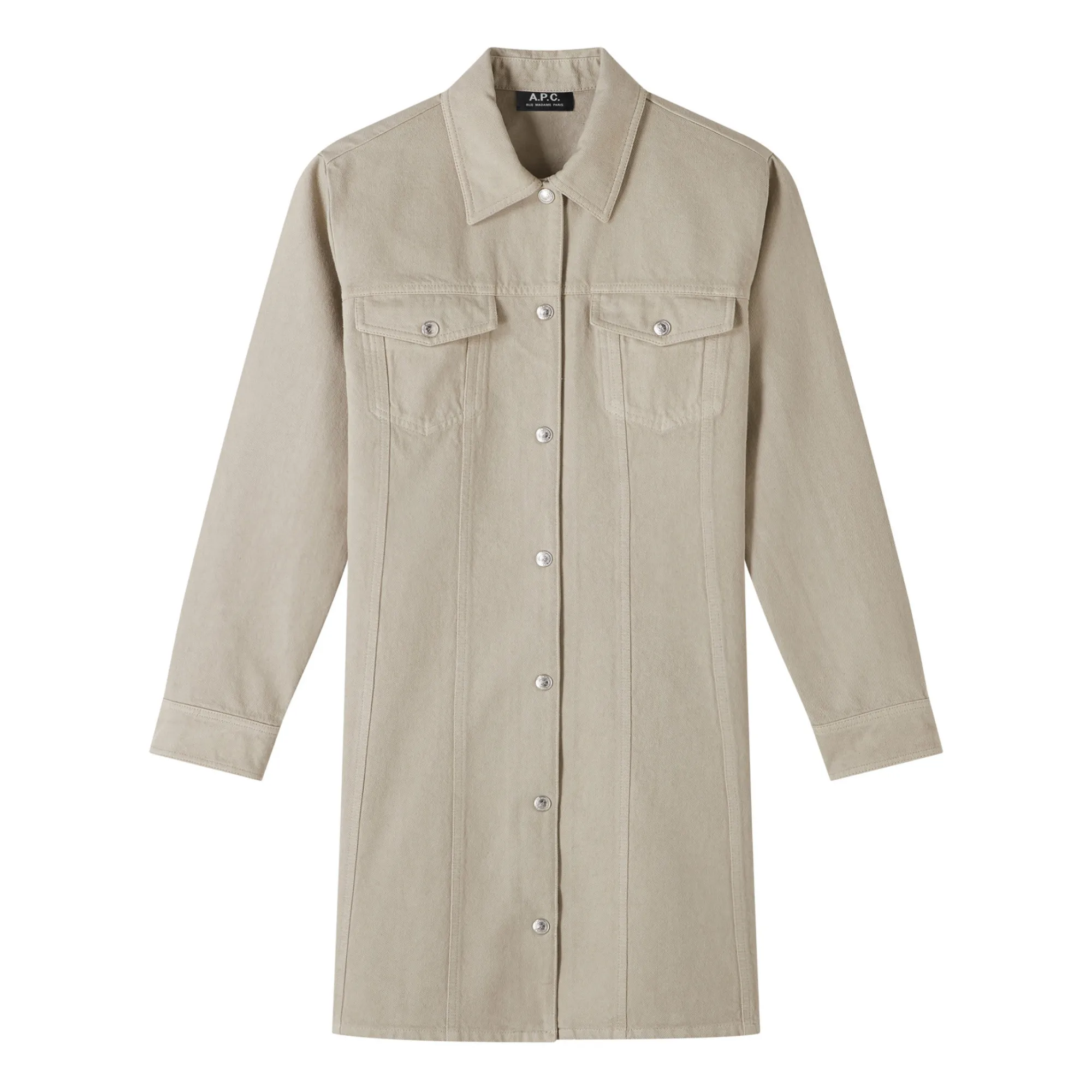 A.p.c. Taupe Brown Alpine Dress Organic And Recycled Cotton