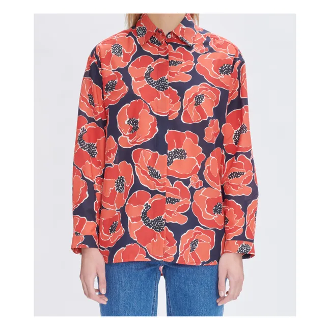 Wendy Cotton and Silk Shirt | Coral