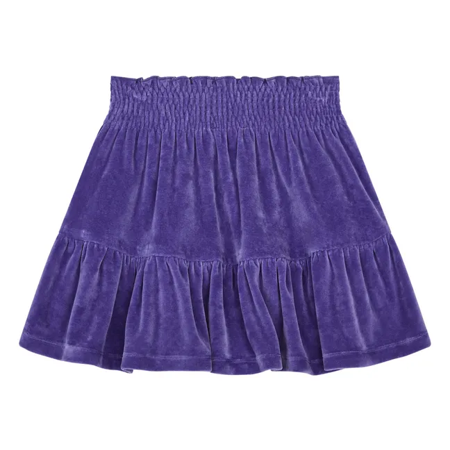 Short Velvet Elasticated Waist Skirt | Indigo blue
