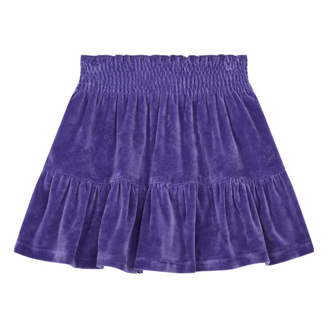 Falda corta de terciopelo con cintura elástica | Azul índigo