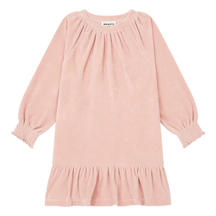 Velvet Ruffle Short Dress | Powder pink- Product image n°0