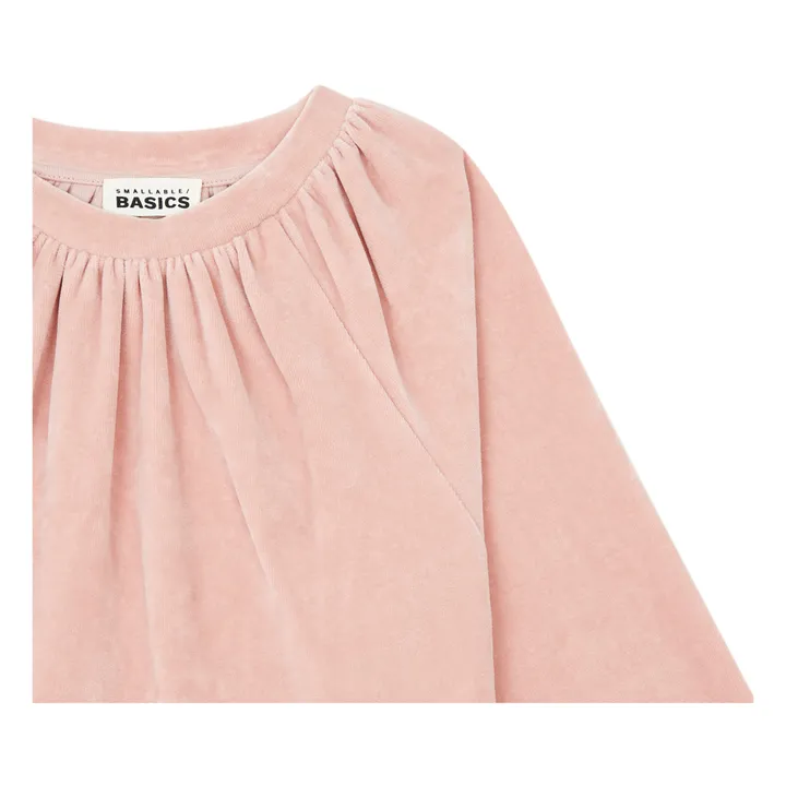 Velvet Ruffle Short Dress | Powder pink- Product image n°1