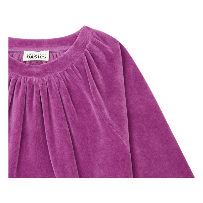 Velvet Ruffle Short Dress | Fuchsia