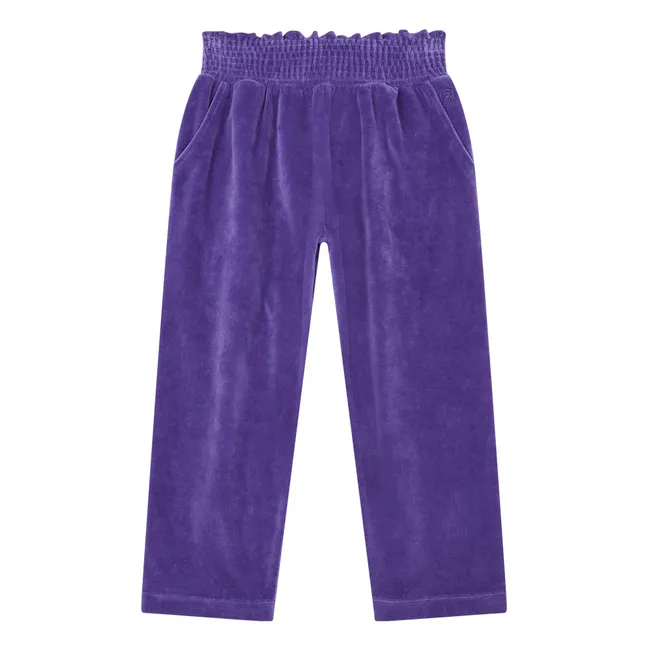 Pantalon Carrotte Fille Elastiqué à la Taille en Velours | Bleu indigo
