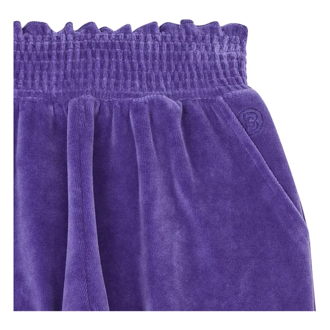 Pantalon Carrotte Fille Elastiqué à la Taille en Velours | Bleu indigo