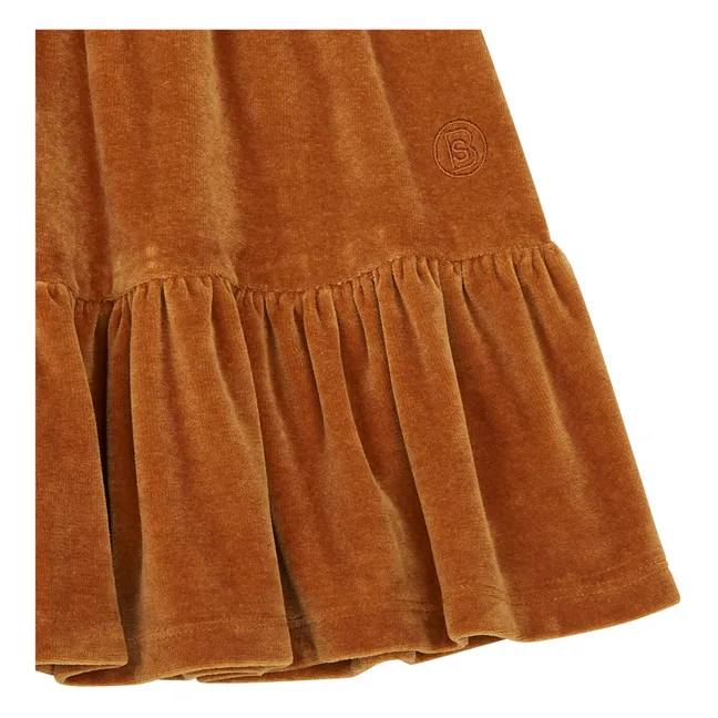 Falda corta de terciopelo con cintura elástica | Avellana