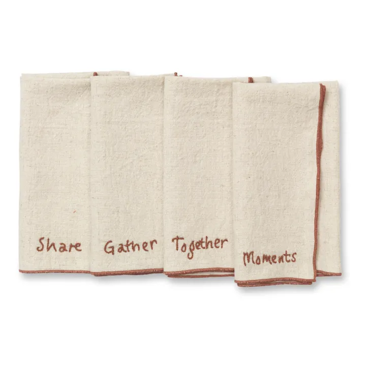Serviettes de table en coton - set de 4 | Beige- Image produit n°0