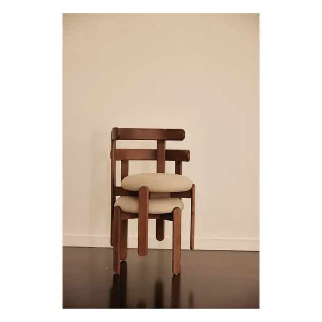 Chaise Lilas en bois, assise en lin  | Blanc cassé