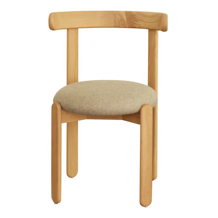 Silla de madera lila, asiento de lino  | Crema- Imagen del producto n°0