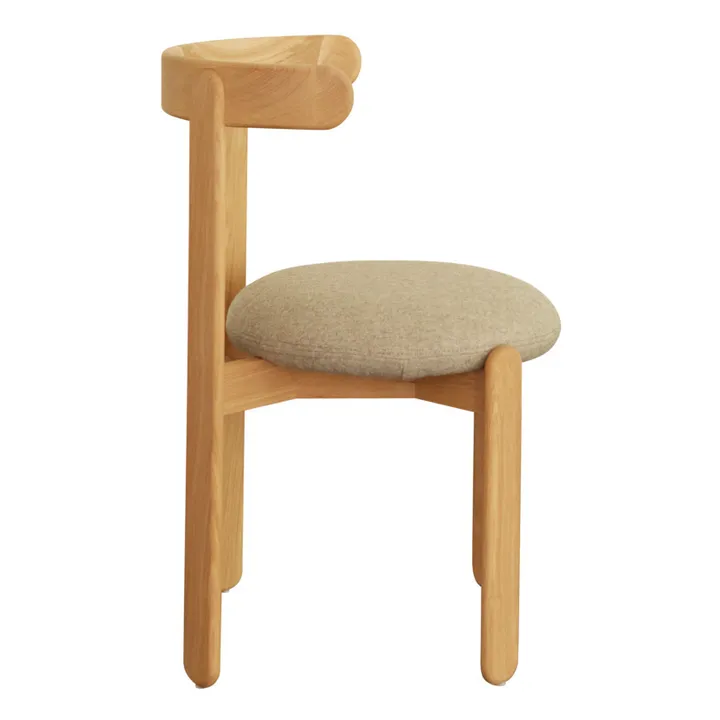 Silla de madera lila, asiento de lino  | Crema- Imagen del producto n°3
