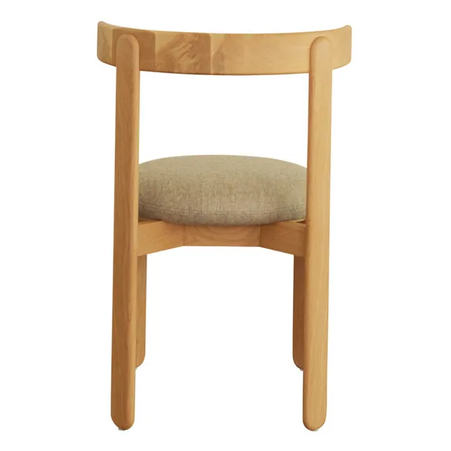 Silla de madera lila, asiento de lino  | Crema