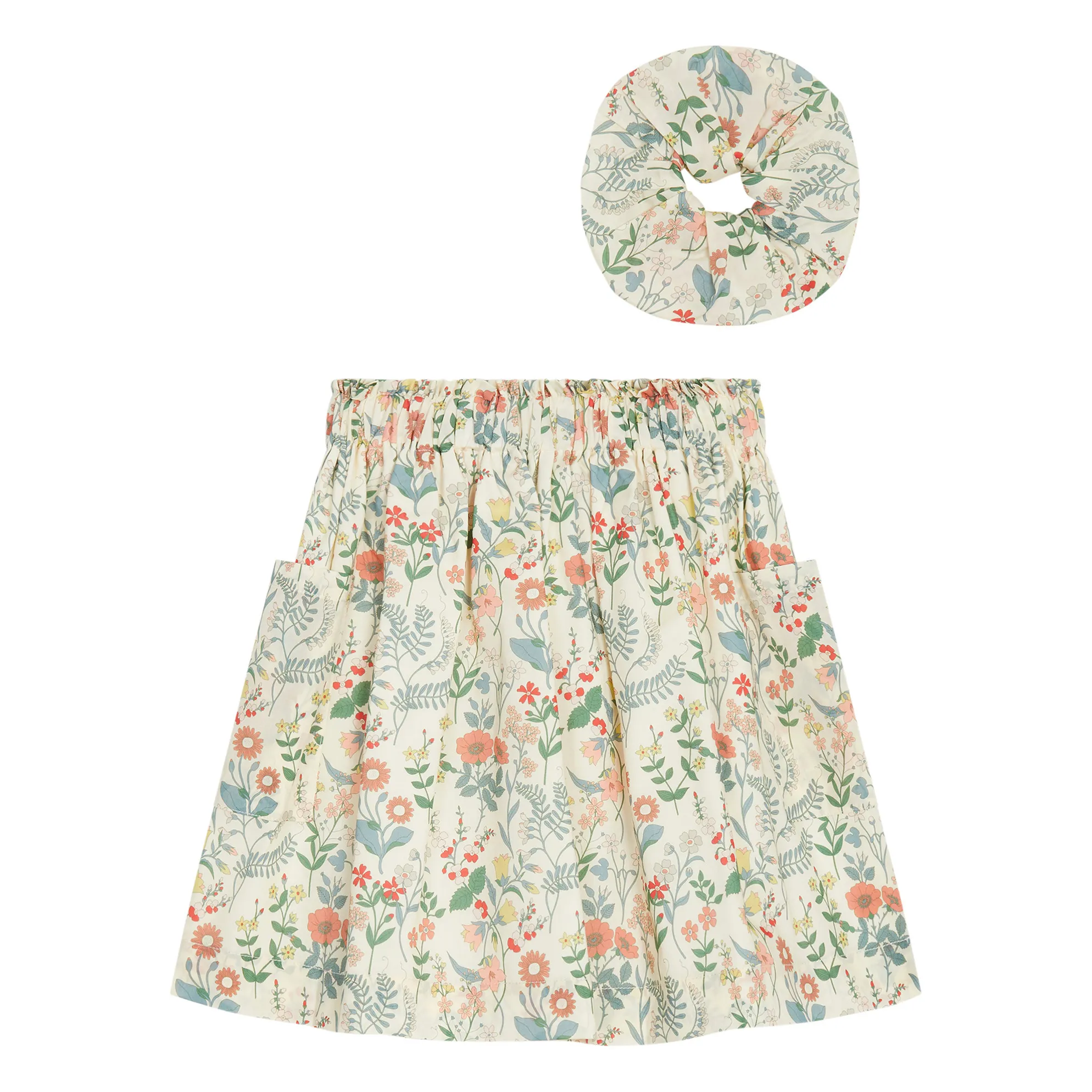 Lot Chouchou et Jupe Ruche Liberty x Smallable | Ecru- Image produit n°0