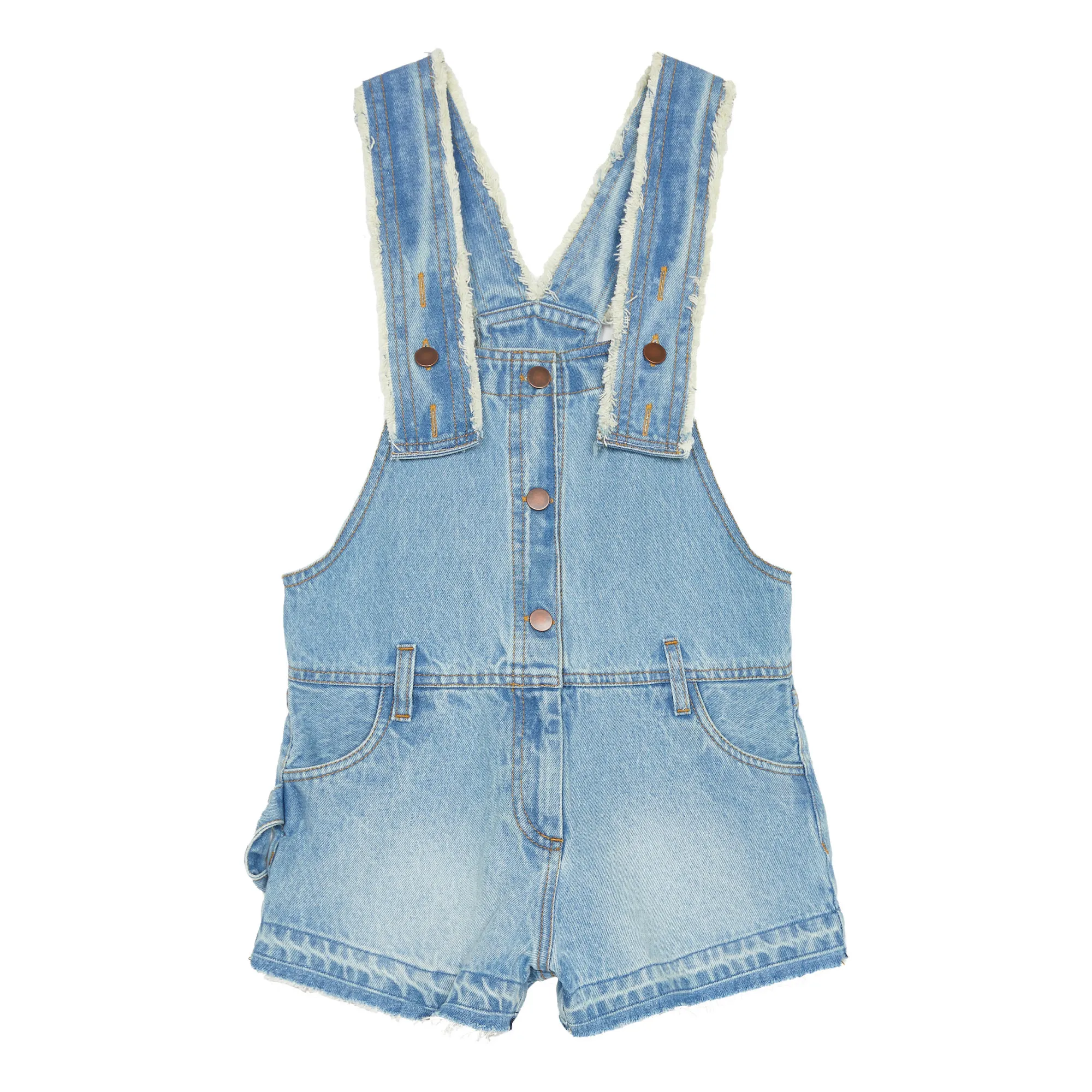 Finger In The Nose Denim Bleached Jude Short Jumpsuit