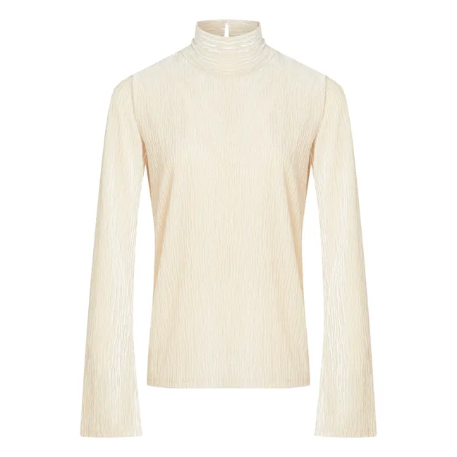 Velvet roll-neck T-shirt | Ivory