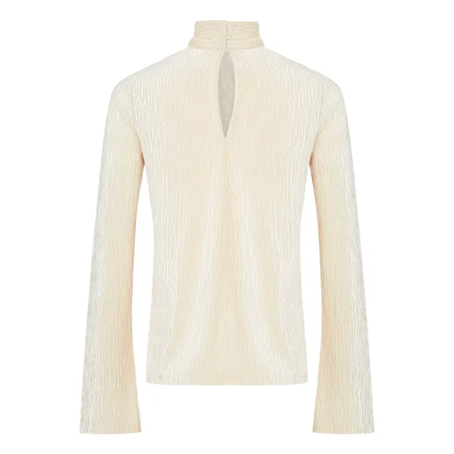 Velvet roll-neck T-shirt | Ivory