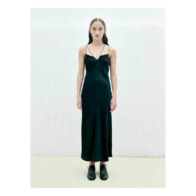 Catania silk slip dress | Black