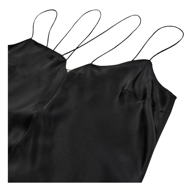 Catania silk slip dress | Black