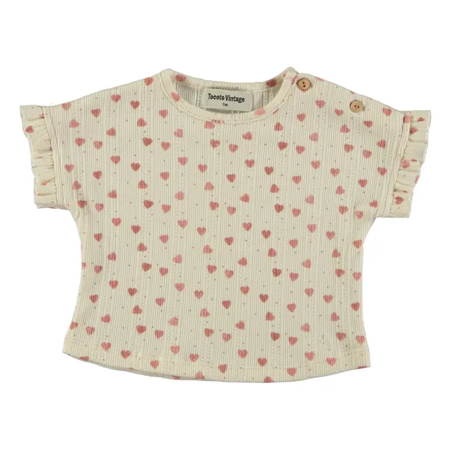 Camiseta de algodón orgánico Baby Hearts | Crudo