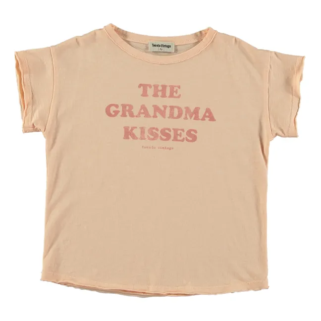 Grandma Kisses Organic Cotton T-Shirt | Peach