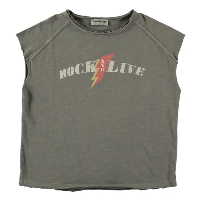 T-Shirt Senza Maniche Rock & Live in Cotone Organico | Grigio antracite