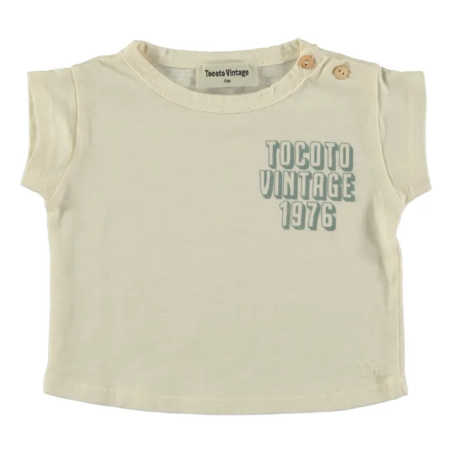 Maglietta in cotone biologico Baby Vintage 1976 | Ecru