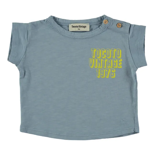 Camiseta de algodón orgánico Baby Vintage 1976 | Azul
