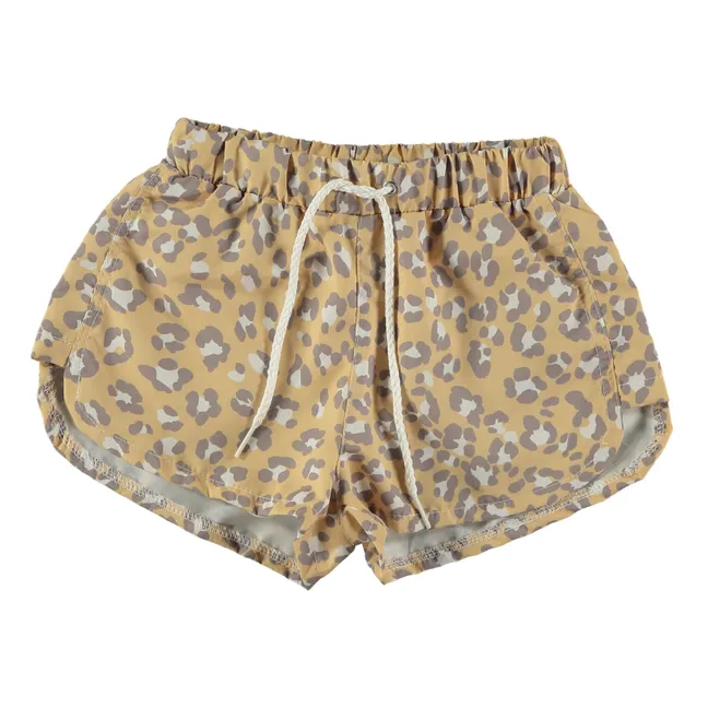 Pantaloncini da bagno leopardati | Giallo