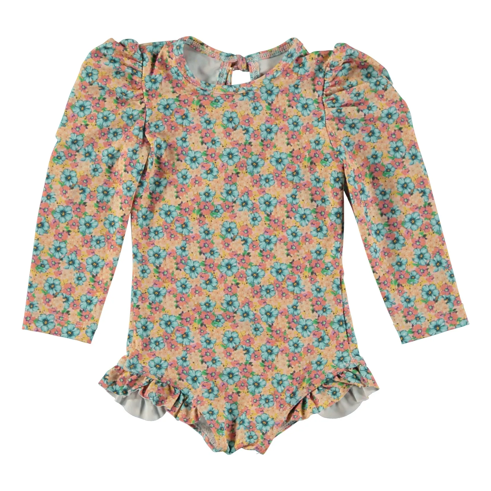 Tocoto Vintage Pink Long Sleeve Swimsuit Flowers