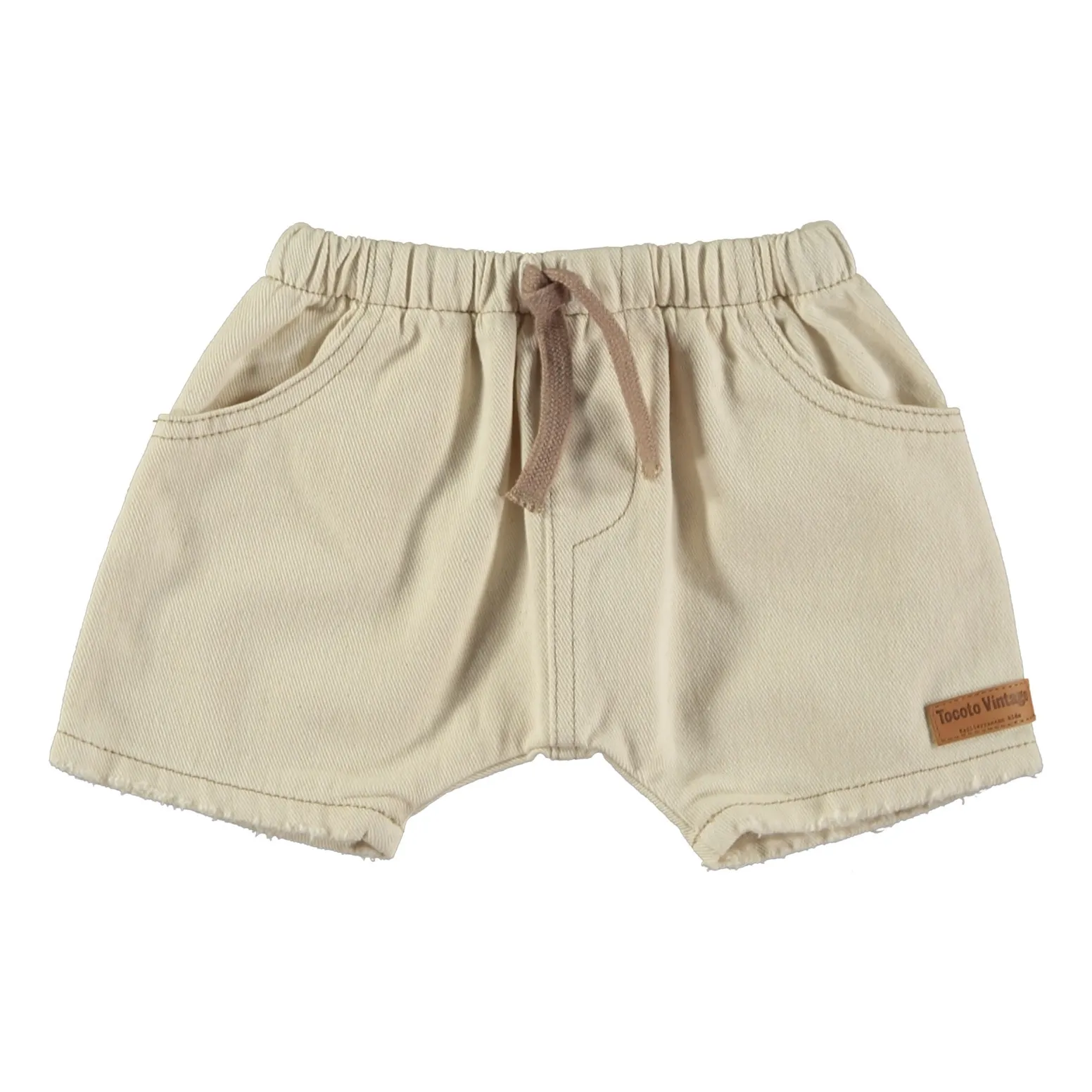 Tocoto Vintage Ecru Baby Serge Cotton Shorts
