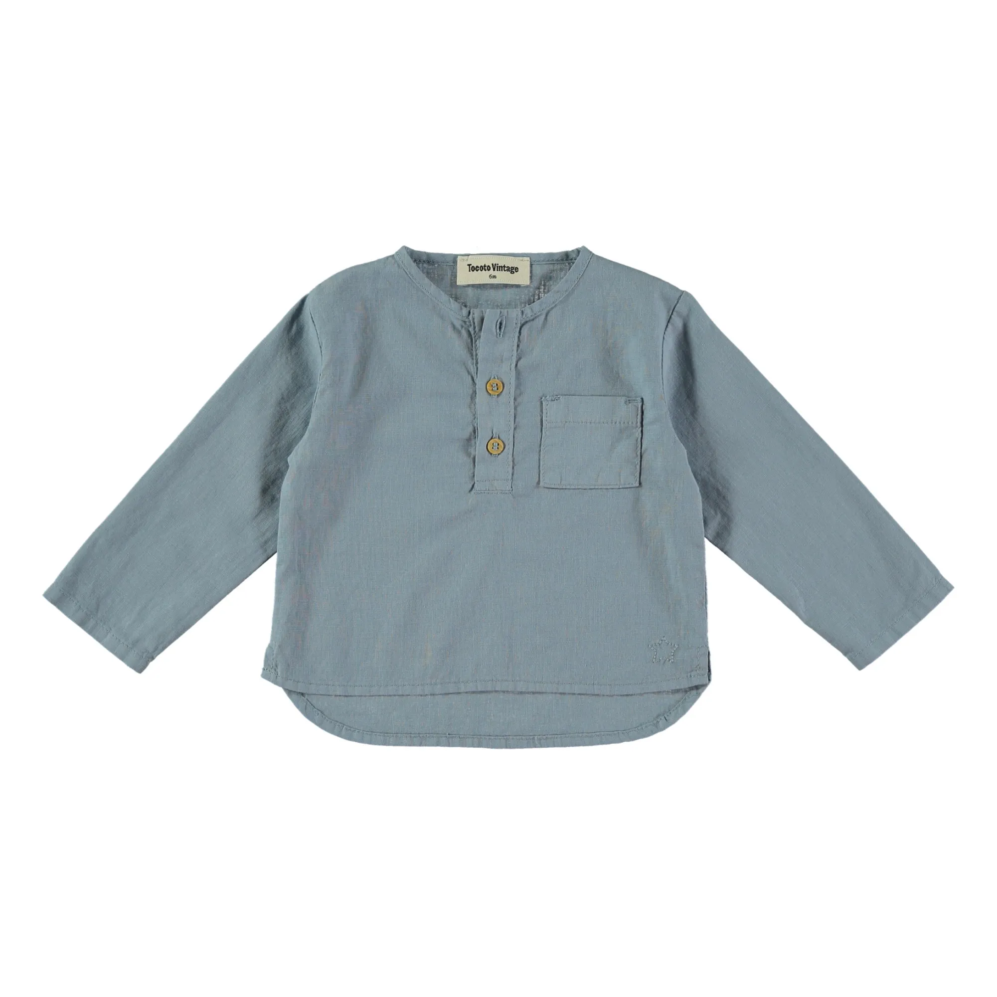 Tocoto Vintage Blue Baby Mao Collar Shirt