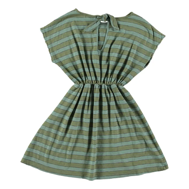 Kleid Streifen Bio-Baumwolle | Grün