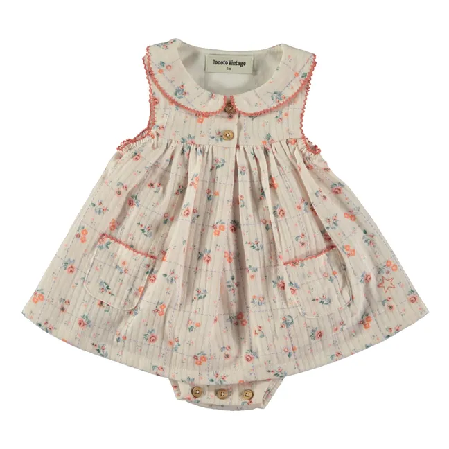 Baby floral check dress | White