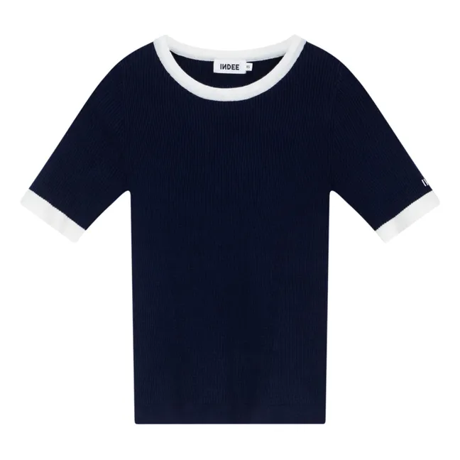 Pekin Ribbed T-Shirt | Navy blue
