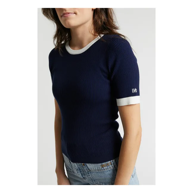 Pekin Ribbed T-Shirt | Navy blue