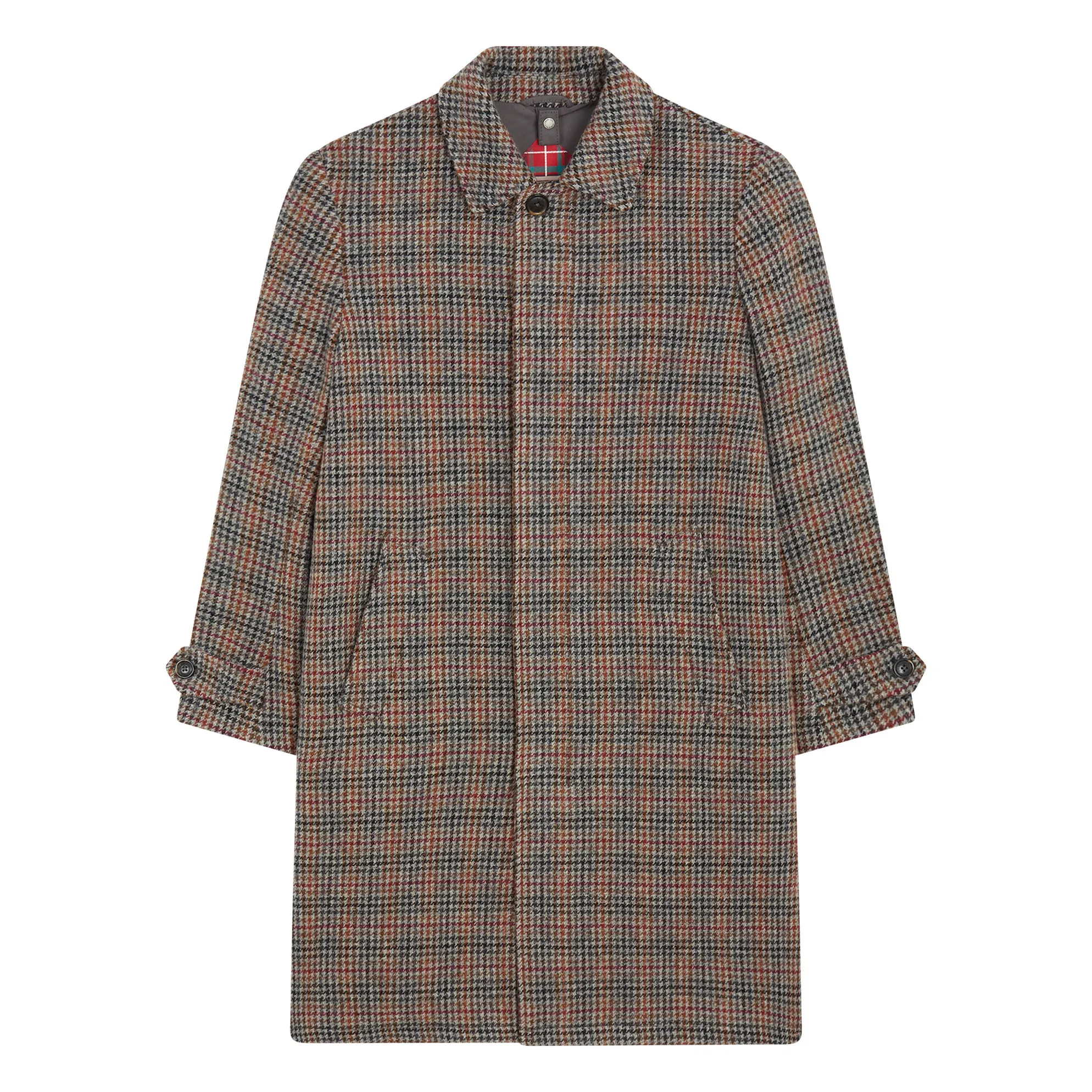 Baracuta Camel Paul Houndstooth Wool Coat