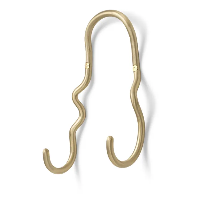 Curvature Double Coat Hook | Brass