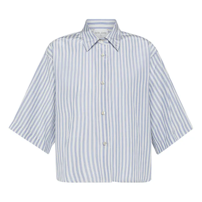 Taffeta Stripes Boxy Shirt | Light blue