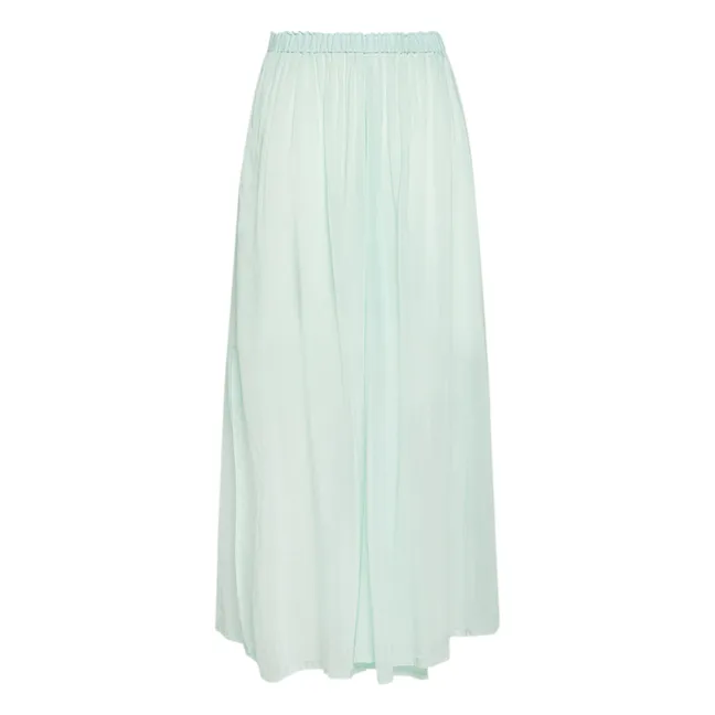 Elasticated Cotton and Silk Veil Skirt | Aqua