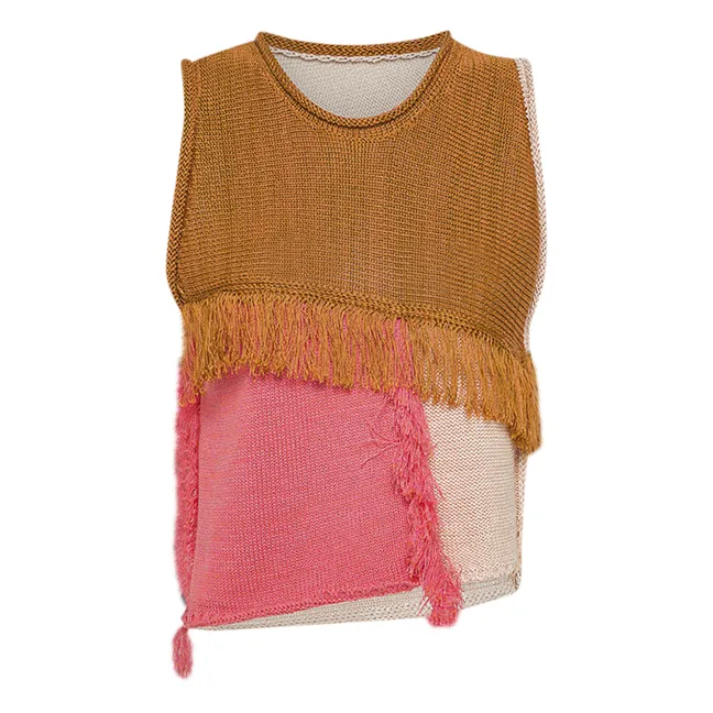 Patchwork Sleeveless Sweater | Pink