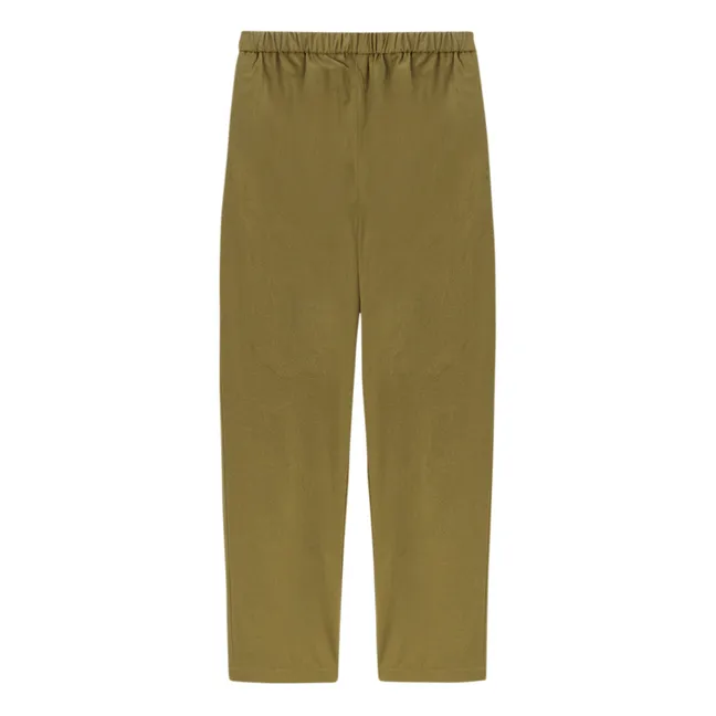 Straight-leg elasticated trousers | Khaki